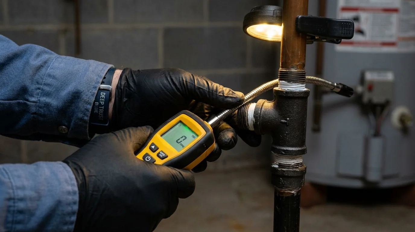 Gas leak detection with electronic sniffer by Johns Plumbing LLC in Killeen